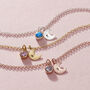 Birthstone And Initial Moon Charm Bracelet, thumbnail 1 of 8