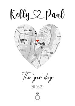 Personalised Engagement Map Print | Gift For Engagement, 4 of 6