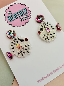 Puffer Fish Glitter Resin Earrings / Ocean Lover Gift / Sea Life Statement Jewellery / Cute Marine Accessories, 5 of 5