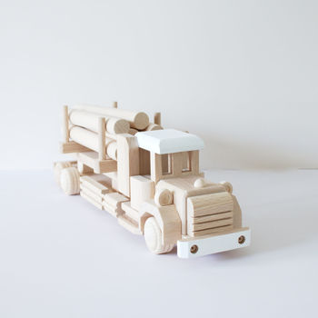 Handcrafted Wooden Log Truck Toy, 2 of 5