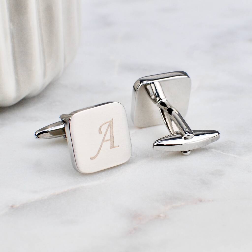 Personalised Classic Brushed Initial Cufflinks, 1 of 5