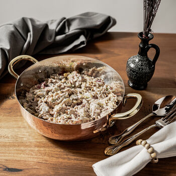 Hammered Solid Copper Cooking Pan, Tin Lined Inside, 5 of 6