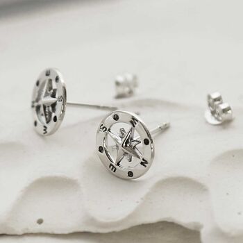 Sterling Silver Compass Studs, 3 of 6