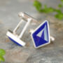 Lapis Lazuli Cufflinks In Solid Sterling Silver, thumbnail 2 of 2