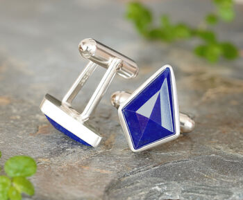 Lapis Lazuli Cufflinks In Solid Sterling Silver, 2 of 2