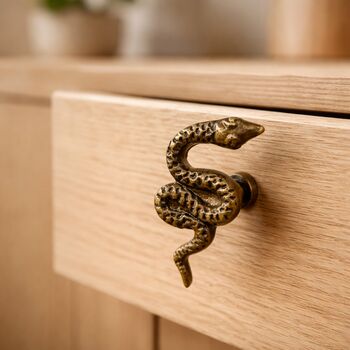 Antique Brass Serpent Drawer Knob, 7 of 9