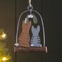 Cats Under Mistletoe Hanging Christmas Decoration, thumbnail 2 of 2