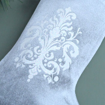 Personalised Grey Velvet Christmas Stocking, 7 of 8