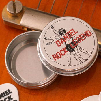 Personalised Rock Man Guitar Tin Music Gift For Dad, 2 of 4