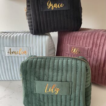 Personalised Soft Velvet Makeup Cosmetic Toiletry Bag, 5 of 11