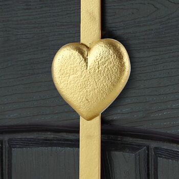 Gold Heart Over Door Christmas Wreath Hanger, 2 of 3