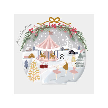 Christmas Carousel Pop Up Greeting Card, 4 of 5
