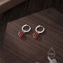 Genuine Red Carnelian Droplet Hoop Earrings, thumbnail 2 of 9