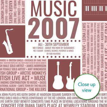 Personalised 18th Birthday Print 2007 Music Year Gift, 9 of 11