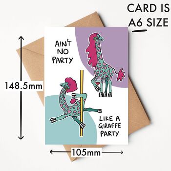 Giraffe Party A6 Birthday Card, 2 of 2