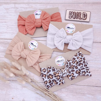 Girl's Bow Bundle Leopard Print And Neutral Bows, 3 of 5