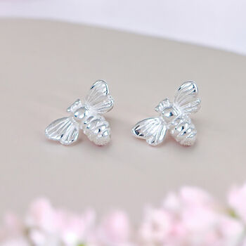 Sterling Silver Bee Stud Earrings, 4 of 9