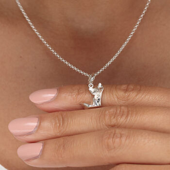 Sterling Silver Origami Fox Necklace, 3 of 6