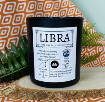 Personalised Libra Horoscope Star Sign Candle, 3 of 11