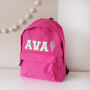 Personalised Kids Backpack With Chenille Letters And Fun Motifs – Custom Nursery And School Bag, thumbnail 3 of 10