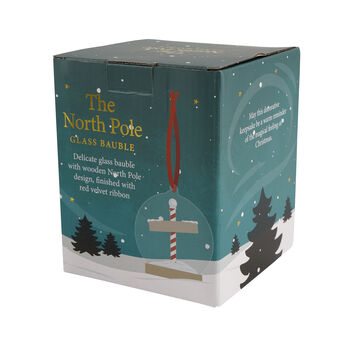 Merry Christmas North Pole Christmas Bauble | Christmas Keepsake | Christmas Sign | Glass Tree Decoration Ornament | Gift Boxed, 3 of 4
