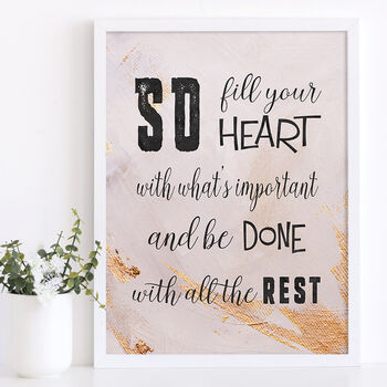 'Fill Your Heart' Inspirational Quote Typographic Print, 2 of 5