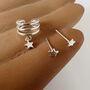 Tiny Stars Studs And Cuff Set In Sterling Silver, thumbnail 1 of 6