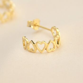 Gold Open Heart Hoop Earrings, 4 of 7