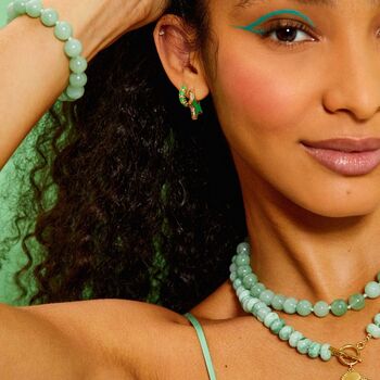 Neon Green Enamel Star Earrings With Cubic Zirconia, 2 of 2