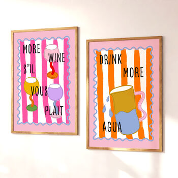 More Wine S'il Vous Plait Colourful Art Print, 2 of 4