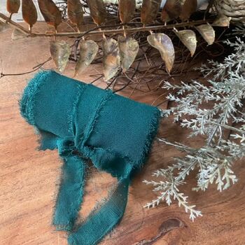 Personalised Green Hand Frayed Christmas Gifting Ribbon, 3 of 5