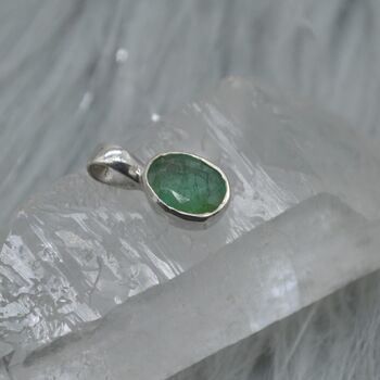 Emerald Silver Pendant Necklace: May Birthstone, 2 of 5