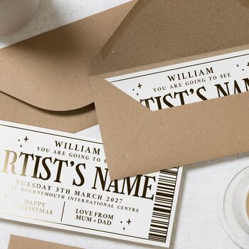 Concert Ticket Gift Voucher Custom Personalised, 8 of 9