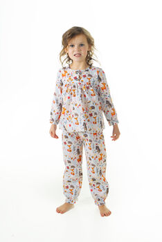 Girls Forest Friends Cotton Pyjama Set, 3 of 6