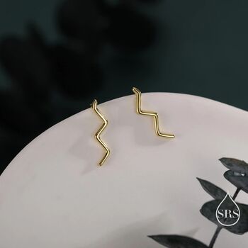 Zigzag Wave Crawler Earrings Sterling Silver, 3 of 11