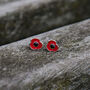 Red Poppy Flower Stud Earrings, thumbnail 1 of 2