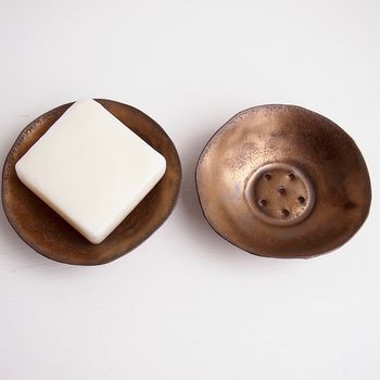 Handmade Small/Large Gold Pottery Soap Dish, 6 of 7