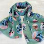 Khaki Green Colourful Skull Print Scarf, thumbnail 3 of 6