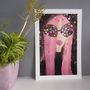 Birthday Card Pink Hair Fashion Card/Giclee Print, thumbnail 4 of 5
