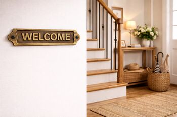 Custom Solid Brass Welcome Plaque With Antique Finish, 3 of 6