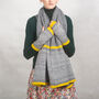 Soft Lambswool Poncho Grey And Yellow, thumbnail 2 of 6