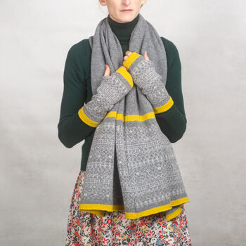 Soft Lambswool Poncho Grey And Yellow, 2 of 6
