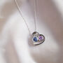 Personalised Sterling Silver Outline Heart And Birthstone Necklace, thumbnail 1 of 6