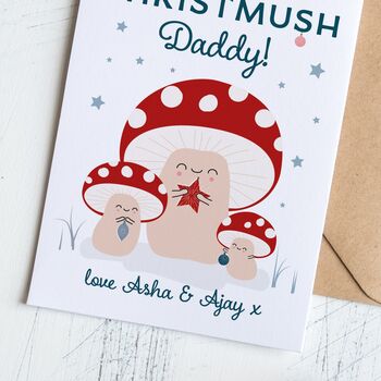 Daddy Christmas Card With Cute Toadstools, 3 of 4