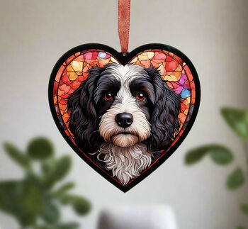 Cavapoo Stained Glass Effect Heart Suncatcher, 3 of 6