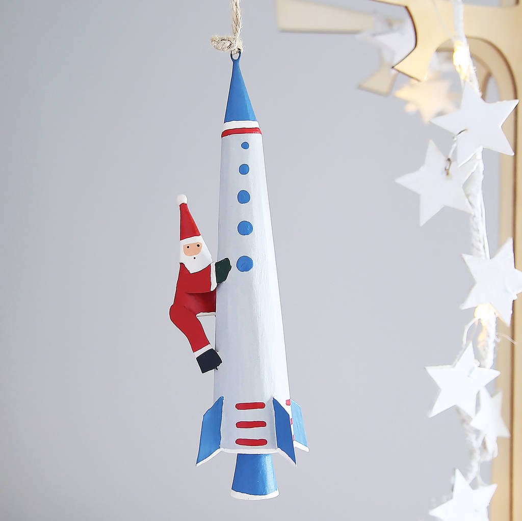 Father Christmas Space Rocket Decoration By Clem & Co