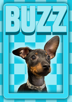 Custom Pet Dog Cat Portrait Checkerboard Print, 3 of 5