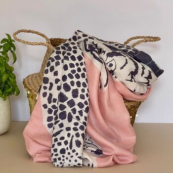 Tiger And Leopards Scarf In Dusky Pink, 3 of 5