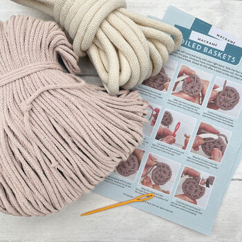 Macrame Kit Coiled Baskets, Nude Pink And Gold Limited Edition, 7 of 7