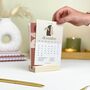 2024 Desk Calendar With Refillable Cards And Wood Stand, thumbnail 1 of 9